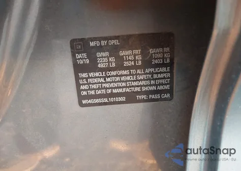 2020 Buick Regal Sportback Awd Gs from USA, damaged, VIN W04GS6SS5L1010302